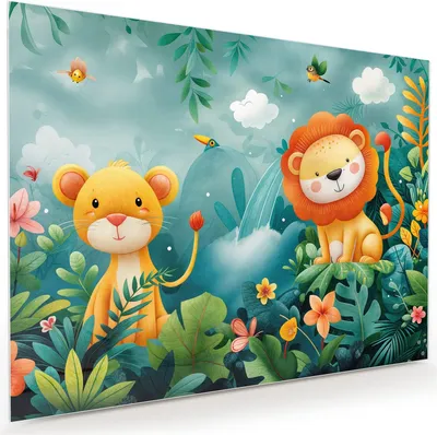 Produktbild von Glasbild 120x90cm in XXL für Wohnzimmer, Schlafzimmer Motiv Dschungeltiere