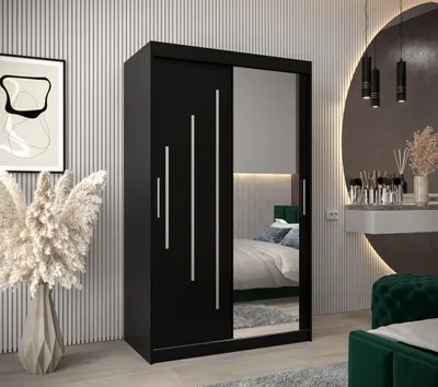 Obrázek produktu pro Šatní skříň se zrcadlem MILADA - šířka 120 cm, černá