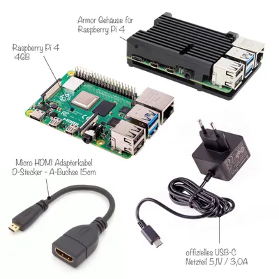 Produktbild von Raspberry Pi 4 Computer Modell B, 4GB Light Starter Set
