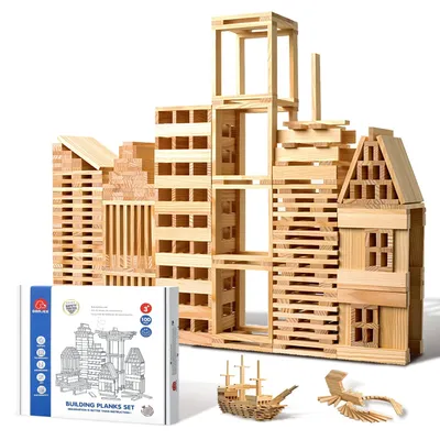 Produktbild von Omgoods – Set mit 100 Holzbausteinen für Kinder ab 3 Jahren