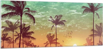 Produktbild von Bilder auf glas - Horizont Küste Kokosnuss Himmel - 100x40cm - Glasbilder - Wandbilder - Kunstdruck - zum Aufhängen bereit - Wanddekoration aus Glas - Glas Bilder - Wandbild auf Glas - GAB100x40-3121