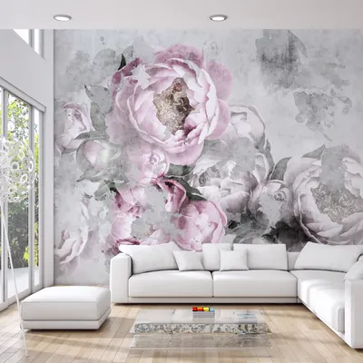 Produktbild von Muralo XXL Vlies FOTOTAPETE Abstrakter 3D Effekt Beton PFINGSTROSEN (B) 208 cm x (H) 146 cm Tapete Wandtapete WOHNZIMMER SCHLAFZIMMER 5189