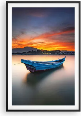 Produktbild von Gerahmtes Poster - Schwarzer Rahmen - Westen Sonne Boot - 61x91,5 cm - Wand Bild - Wanddeko - Wandbilder - Kunstposter - Wandposter - Bilderrahmen - Bilder - Kunstdruck - P2BPA61x91-4791