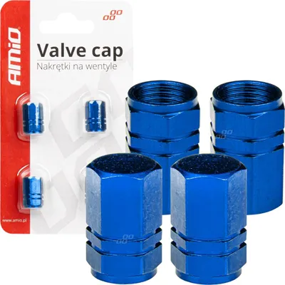 Imagen del producto de Tapones de aluminio para válvulas azules 4 uds. AMIO-02239