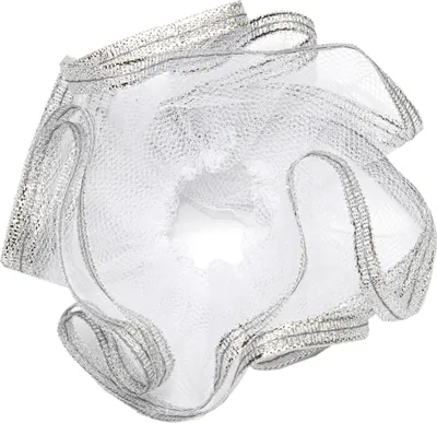 Produktbild von NKlaus 2x Taufe Kerzenmanschette Kommunion aus Tüll Tropfschutz 12x9cm silber Satinband 14429