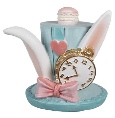 Zdjęcie produktu dla Clayre & Eef Figurka Kapelusz 9 cm Niebieski Królik Polyresin