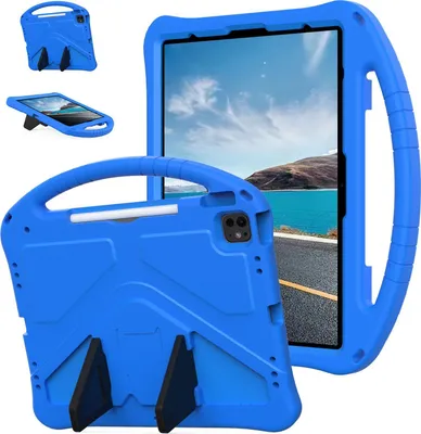Immagine prodotto di Custodia per bambini per iPad Pro 11" M4 (2024), custodia antiurto leggera in EVA con supporto pieghevole e maniglia blu