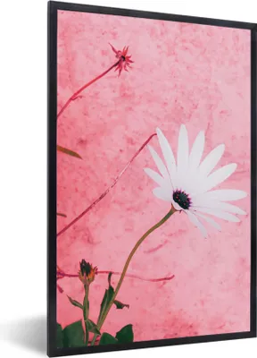 Produktbild von MuchoWow® Gerahmtes Poster Blumen - Rosa - Vintage 60x90 cm - Poster mit Schwarzem Bilderrahmen Wandposter Rahmen Foto Bilder - Kunst