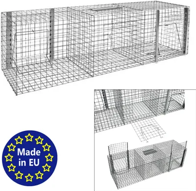 Produktbild von Petigi Tierfalle Lebendfalle für kleine bis mittelgroße Tiere wie Maus, Katze, Marder, Fuchs, Otter, Kaninchen, Modell: , Größe / Modell:Vogelfalle 1 (102 x 30 x 40 cm)