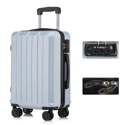 Produktbild von Premium Reisekoffer TSA-Schloss,YKK-Reißverschluss Hartschalen-Koffer Trolley Kabinenkoffer Rollkoffer Suitcase Handgepäck 4 Rollen (Silber, L)