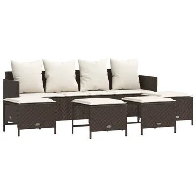 Produktbild von vidaXL 5-tlg. Garten-Sofagarnitur mit Kissen Braun Poly Rattan