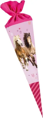 Produktbild von Nestler Schultüte Einhorn Unicorn 70 cm mit / ohne Schleife, Motiv / Ausführung:Pferdefreunde - ohne Schleife