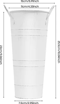 Obrázok produktu pre Sada kovových vázačiek – valcovité vázy – balenie po 8 kusoch – hĺbka 23 cm – rustikálna železná konštrukcia – dekorácia do vidieckeho štýlu a na svadby – biela