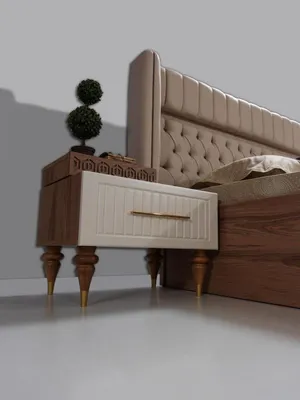 Produktbild von Schlafzimmer Bett 2x Nachttische 5tlg Set Komplett Design Möbel Luxus