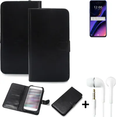 Produktbild von K-S-Trade Wallet Case Handyhülle kompatibel mit Doogee X95 Schutzhülle Flip cover Flipstyle Tasche Hülle Flipcover Slim Bumper schwarz + in ear