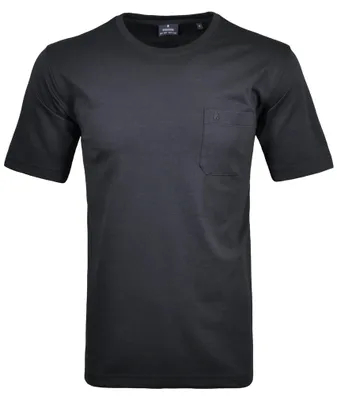 Ragman T-Shirt mit Brusttasche in schwarz