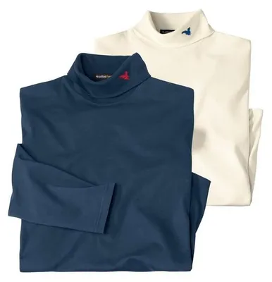 Image de Atlas For Men - T-shirt à col roulé pour homme (lot de 2) AF2082 (L) (bleu/blanc)