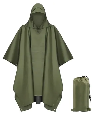 Image de Poncho imperméable - Coupe-vent 3 en 1 - Étanche - Avec sac de transport - Homme