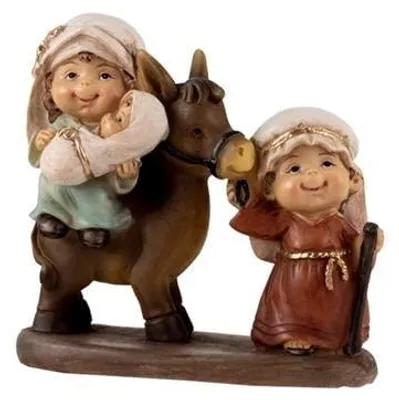 Figur Flucht nach Ägypten, Harz, handbemalt, 8 cm