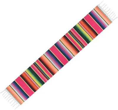 Produktbild von Mexikanische Seidentischdecke, 35,5 x 213 cm, handgewebte Baumwolle mit Quasten, Dekoration für Hochzeiten/Picknicks