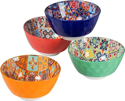 Produktbild von Ramen Schüssel Bunte Müslischalen Porzellan 4 Personen 380ml Schnecken Geschirrset Dessert Suppen Müsli Pasta