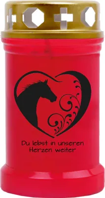 Produktbild von Grabkerze Rot, Brenndauer: 40 Stunden, Motiv: Herz Schwarz