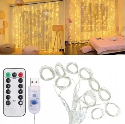 Zdjęcie produktu dla Kurtyna Świetlna USB 3m X 3m 300 Led Biały Ciepły