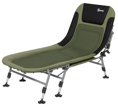 Zdjęcie produktu dla Składany leżak turystyczny, leżak kempingowy z regulowanym oparciem, materac turystyczny, kolor: zielony | Materiał: Oxford 600D | Waga: 12,5 kg | Wymiary: 200 x 85 x 51 cm