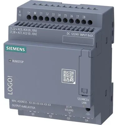 Imagen del producto de Siemens LOGO! 12/24, modelo 6ED1052-2MD08-0BA3, módulo base LOGO! sin pantalla