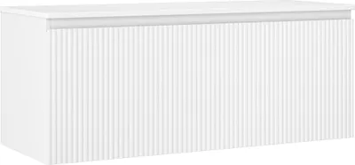 Produktbild von Mexen Rivel Badezimmer-Unterschrank 120 cm mit Arbeitsplatte, 1 Schublade, geriffelt, weiß matt - 91A20-12047-1-BFC01