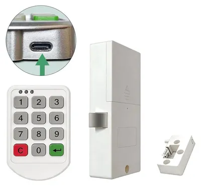 Produktbild von Elektronisches Zahlenschloss für Schränke – Tastatur, verstümmelte Eingabe, Notstrom – Für Aktenschrank, Spind & Schublade