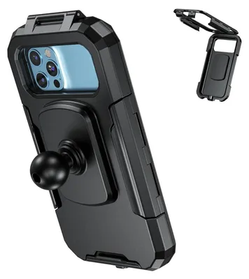 Zdjęcie produktu dla Uchwyt na telefon do motocykla, IP66, głowica kulowa 2,5 cm, obrót 360°, kompatybilny z telefonami o przekątnej ekranu 5,5"-6,8"