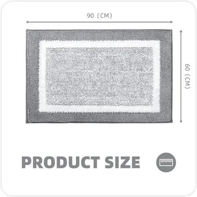 Immagine prodotto di Tappetino da bagno in microfibra grigio, 60 x 90 cm, lavabile in lavatrice, antiscivolo, assorbente, resistente