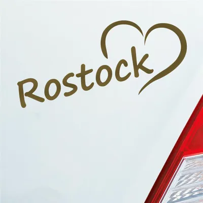 Produktbild von Auto Aufkleber Rostock Herz Stadt City Love Liebe Heimat 18,5x8 cm Gold Sticker Heckscheibenaufkleber