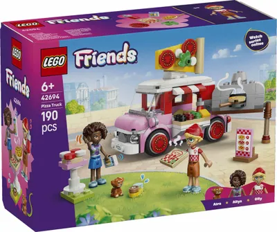 Productafbeelding van LEGO Friends Pizzawagen - Speelset met 2 minifiguren, een hondfiguur en speelgoedvoedselaccessoires - Decoratie voor de kinderkamer - Cadeauidee voor meisjes vanaf 6 jaar - 42694