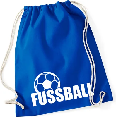 Produktbild von Huuraa Turnbeutel Fussball Ball 12 Liter Bright Royal Baumwolle Rucksack Geschenkidee