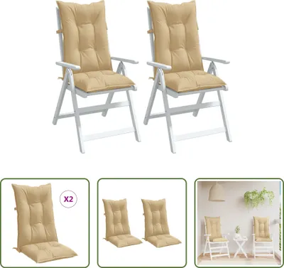 Immagine prodotto di The Living Store Cuscini per schienale alto 2 pz. Tessuto Melange Beige 120x50x7 cm