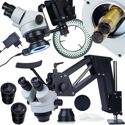 Produktbild von Rosfix Proxima Pro MSPP-B-WDMS2 – Stereomikroskop mit LED-Beleuchtung | 7X–45x Zoom | Für Elektronik, Schmuck, Labore u.a.