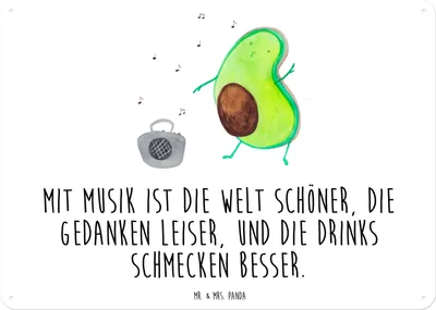 Produktbild von Mr. & Mrs. Panda tafel Avocado Tanzen DIN A3 - Weiß - Geschenk, Party, wandtafel, Wandbild, Musik, Urlaub, Schild, Türschild, Singen, Magnetschild, Drinks