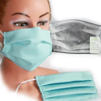 Produktbild von Design Maske aus Baumwolle, mit em Innenvlies - MINTGRÜN- 15434 + Gratiszugabe