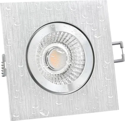 Produktbild von LED Einbaustrahler flach (40mm) dimmbar - SSC-LUXon RW-2 Einbauleuchte rund Alu gebürstet IP44 mit 6W LED Modul warmweiß 2700K für 230V ohne Trafo