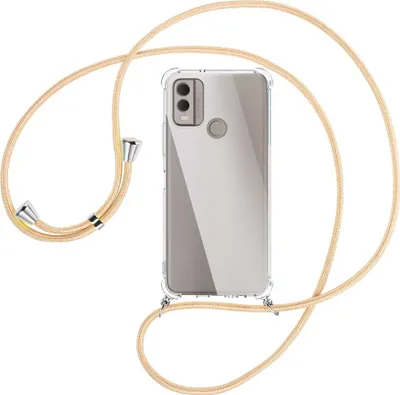 Produktbild von Handykette Backcover-Schutzhülle mit Band (Metall silberfarben) für Nokia C22 4G (6.5'') - Goldkordel