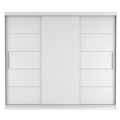 Produktbild von Schwebetürenschrank Kleiderschrank Schrank 250cm Weiß/Weiß mit LED Alba