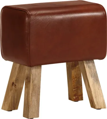 Produktbild von Sitzbank Turnbock-Design 38 cm Braun Echtleder Massivholz Mango
