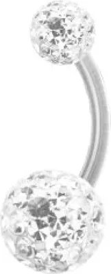 Produktbild von Karisma Hochwertige Weisses Bioplast Bauchnabel Piercing Mit Kristall Elements 5/8mm Kugeln Epoxydharz-Schicht Weiss