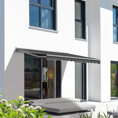 Produktbild von Eclipse "Standard" elektrische Halbkassettenmarkise 3,5x3 m Tuch: Grau
