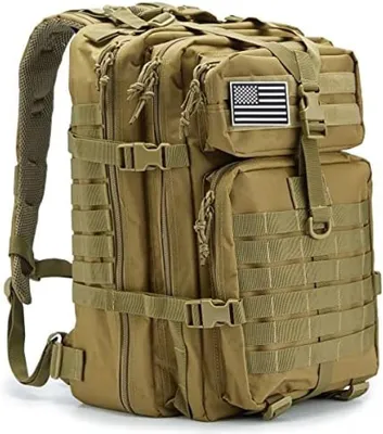 Produktbild von PolkaHome® 45L Großer Taktischer Militärrucksack für Herren – Outdoor MOLLE Survival Rucksack – Khaki