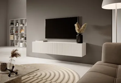 Produktbild von Nízká skříňka pod televizor Selsey Veldio, bílá, s frézovaným čelem, šířka 140 cm