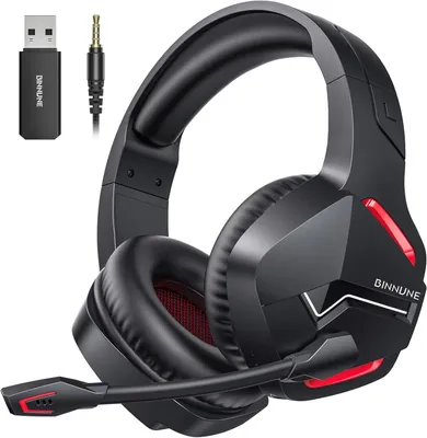Produktbild von Wireless Gaming Headset mit Mikrofon, 2,4G & Bluetooth 5.3 Kopfhörer für PS4 PS5 PC, 50mm Sound, niedrige Latenz, 120 Std Akku, kabellos