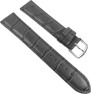 Produktbild von Minott Guinea Uhrenarmband | Kalbsleder, grau in Kroko-Optik 30052, Stegbreite:22mm, Schließe:Silbern